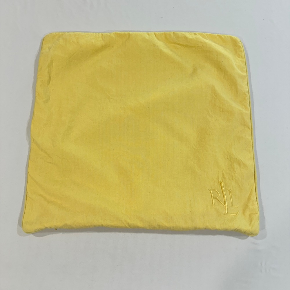 Ralph Lauren Yellow Monogram RLL Embroidered Square Pillow Sham Cover 18.5x20